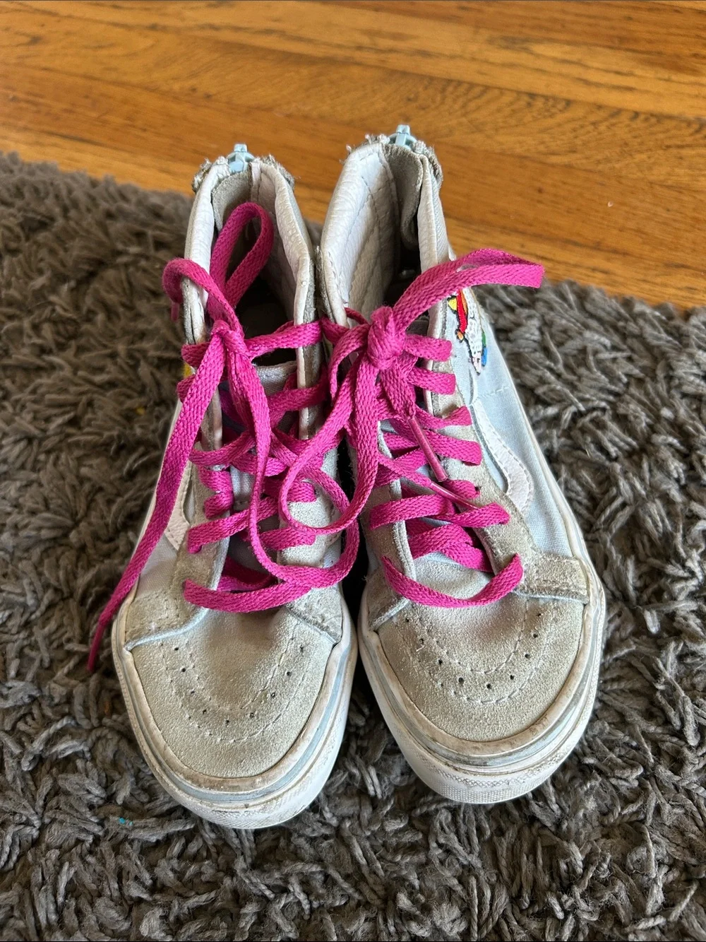 Vans Kids Toddler Sk8-Hi Zip Sneakers Colorful Sequin Unicorn Patch Size 10.5